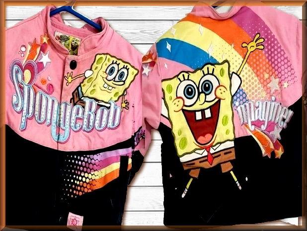 Spongebob Pink Kids Cartoon Character Jacket by JH Design - $49.94